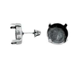 Earring Settings #7856 Rhodium for Rivoli 12mm Stones Post Back (10 Pair) 